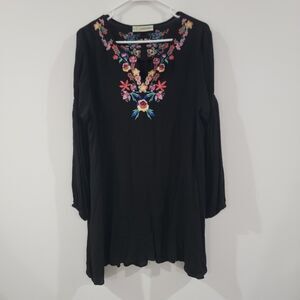 Callie Mac‎ Womens Dress Size Medium Midi Floral Bohemian Bishop Sleeve Gauze